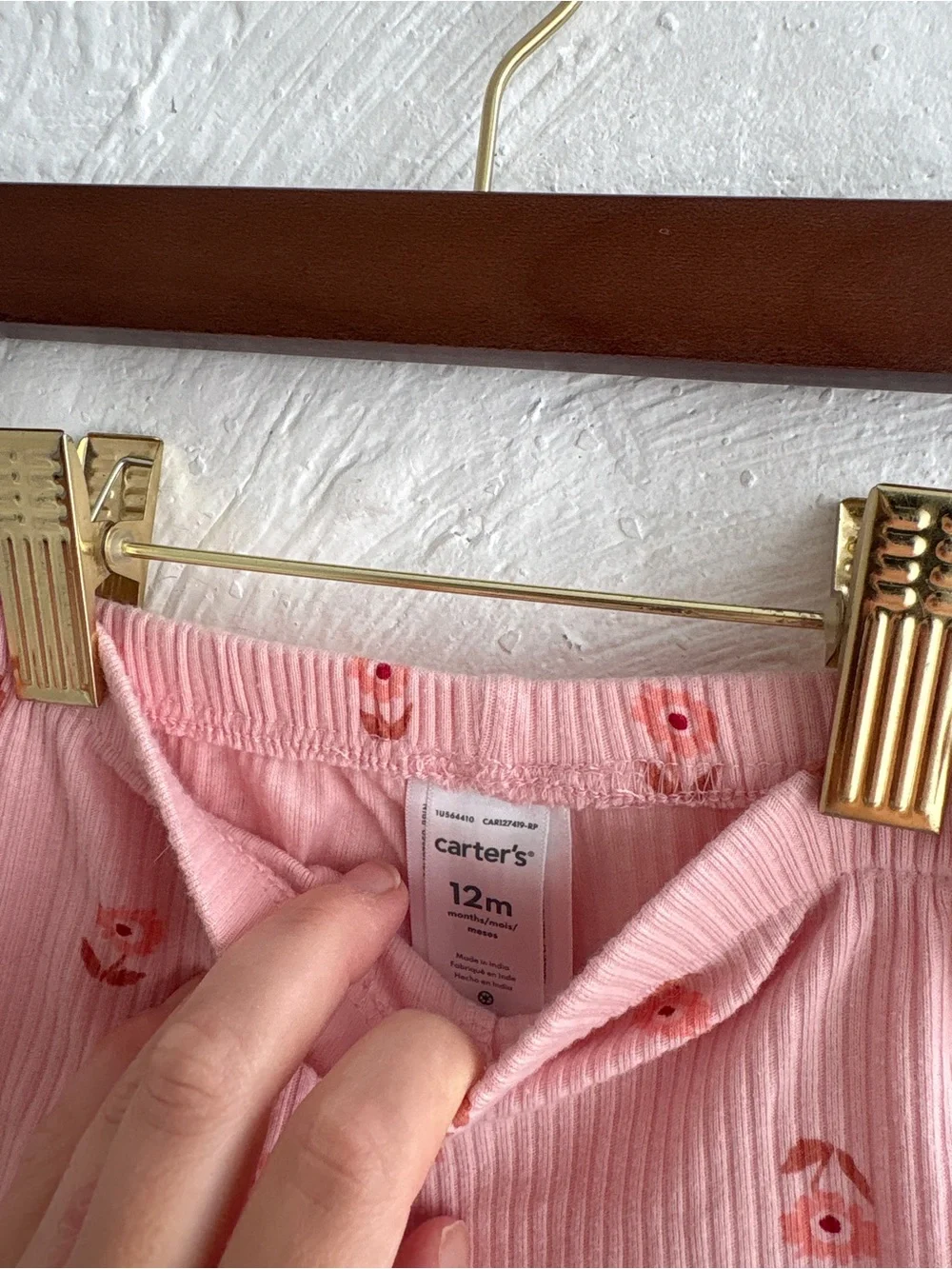 Carters floral pink ribbed 12 month set